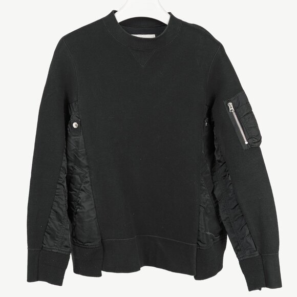 Sacai Black Cotton Sponge Sweat MA-1 Pullover - Picture 2 of 13